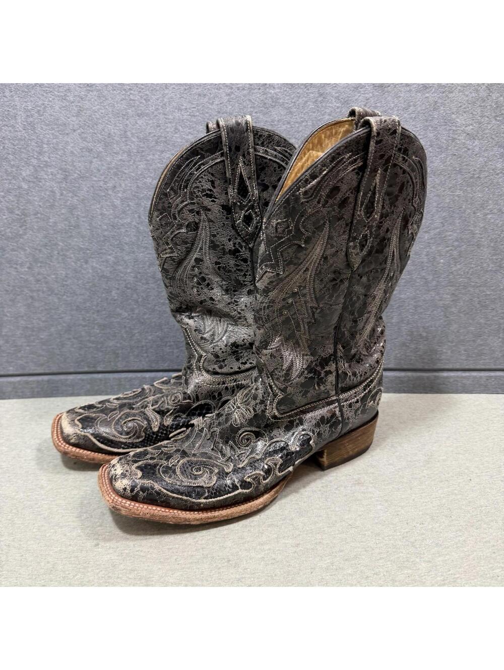 Corral Vintage Boots Western Cowgirl Embroidered Leather Gray Womens Size 10M
